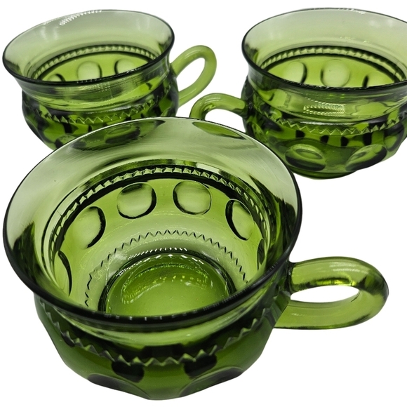Vintage Indiana Glass King's Crown Thumbprint Cups Set of 3 - Picture 6 of 9